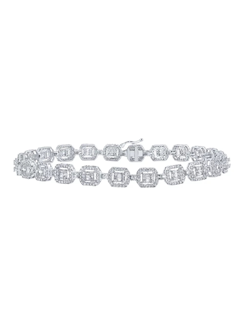 Jewelry Gold Baguette Diamond Square Macey Mens Worldwide 10k Link Bracelet White 4 Ctw