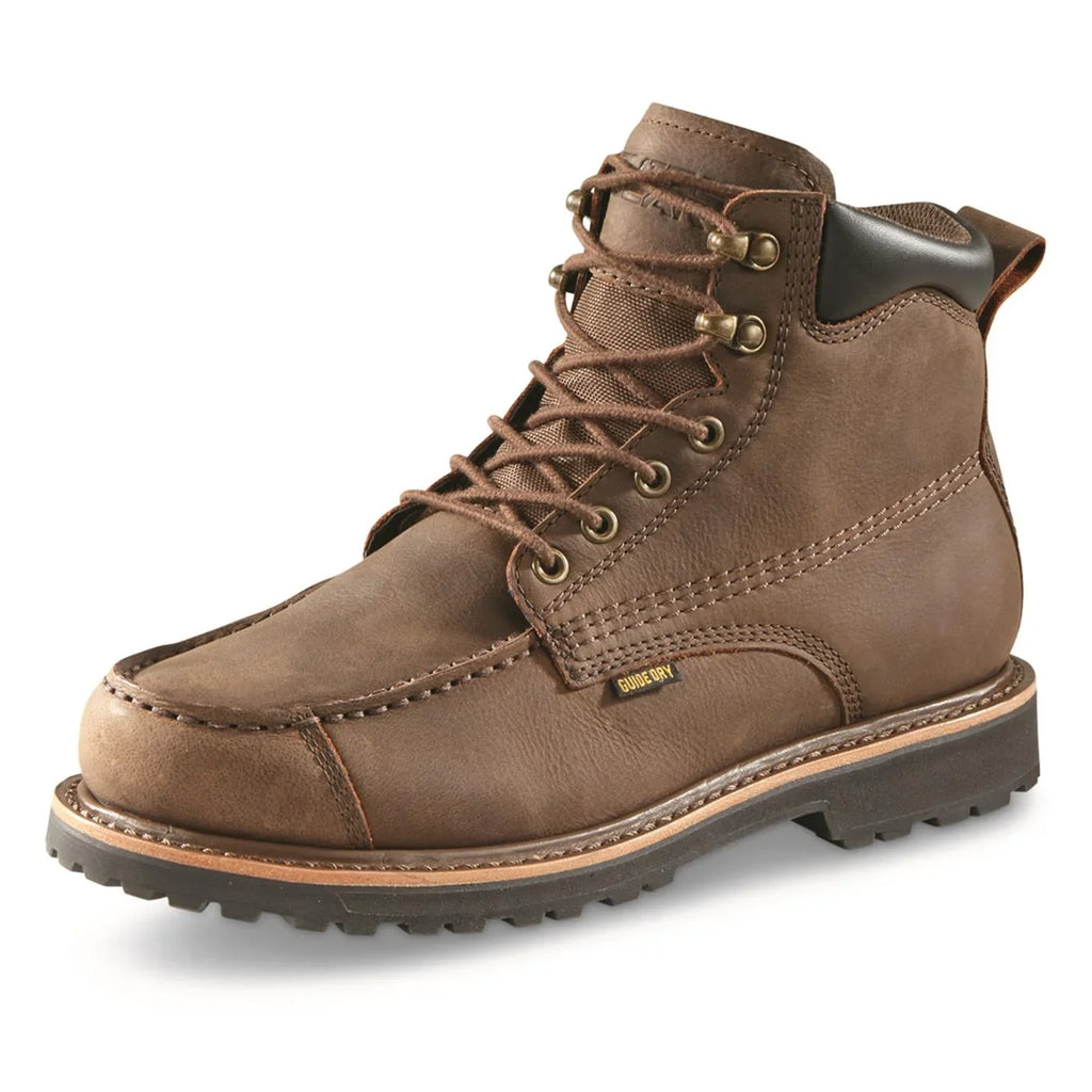 Guide Work Rugged Pull-On Boots Leather Moisture Timber Mens Gear Insoles, Waterproof Boot Shoes, Ankle Wicking Chukka