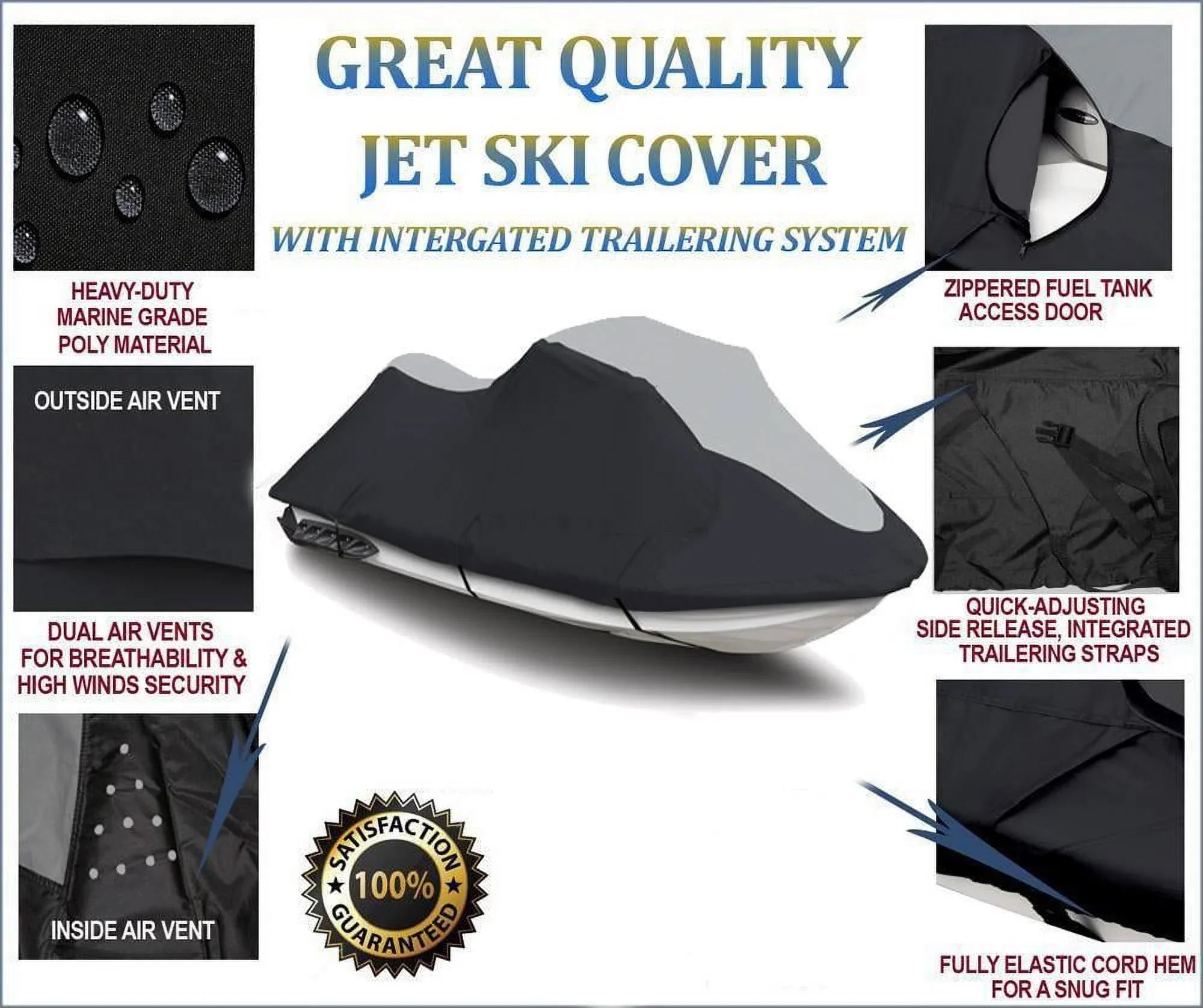 JET Seater Yamaha SKI 1996 2 760 Compatible for SUPER 600D Wave PWC Cover Raider HEAVY-DUTY