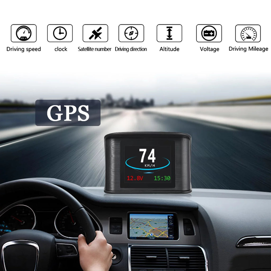 Clock HUD Smart Altitude, with Pinnaco Display Universal Voltage, Cars GPS - for Up Head Speed,