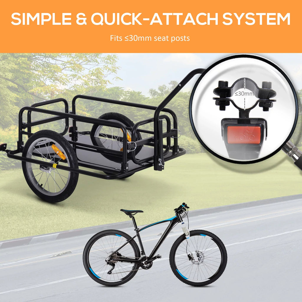 Bike Post Trailer to up Aosom Black Folding Seat Cargo Cart Hitch- Lbs. 88 with