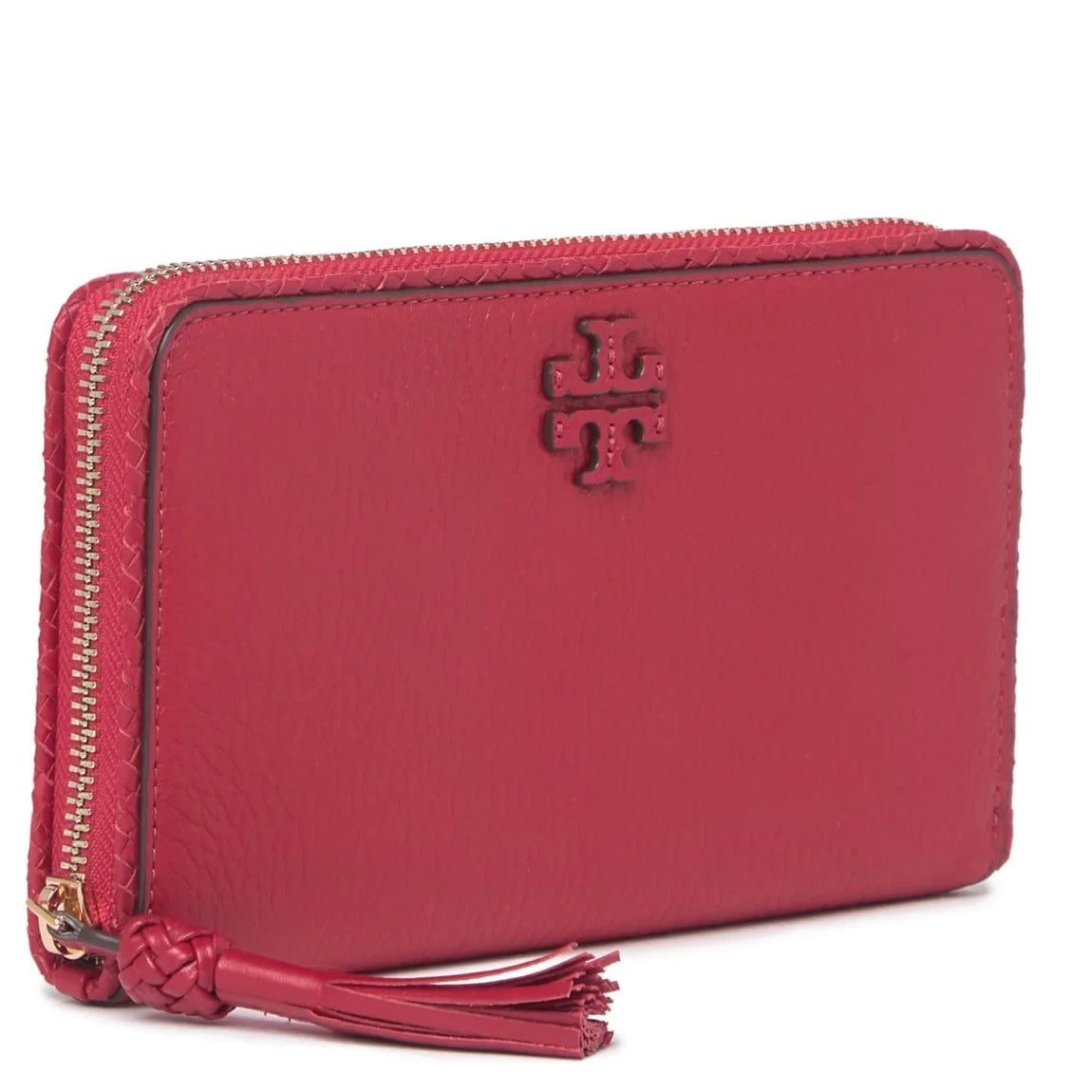 Wallet Zip Around Tory Continental Taylor Burch (Kir Royale) Leather Pebbled