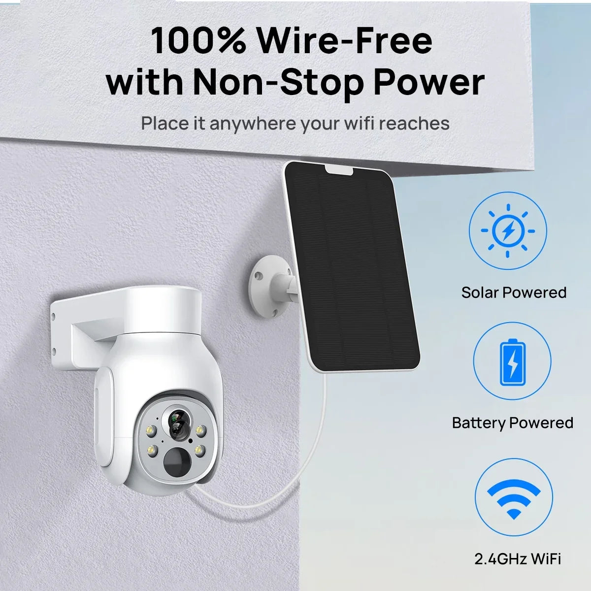 4MP Panels 10CH NVR IP HDD Battery System 2.5inch Wireless Solar with WiFi 2Pcs , Camera PTZ CCTV KIT