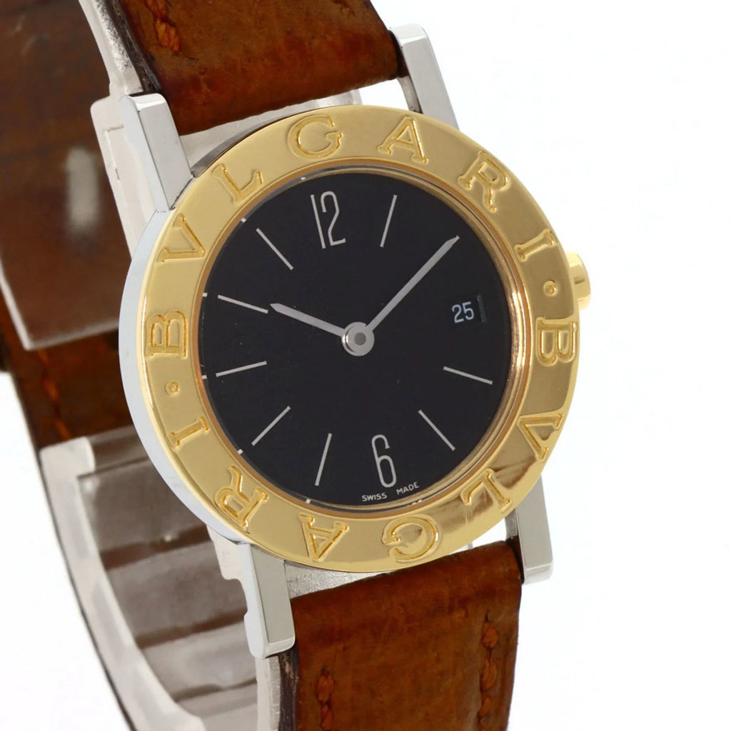 BVLGARI Steel/Leather/K18YG (Good) Pre-Owned Ladies Watch BB26SGL Stainless