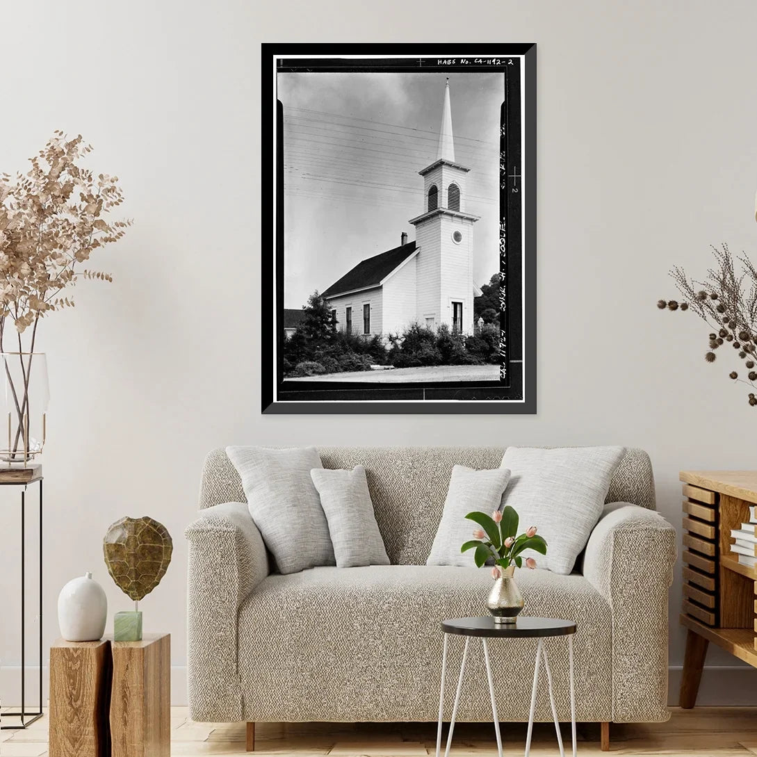 x 17-7/8" Framed Historic 21-7/8" Print, County, 2, CA Church, - Soquel, Cruz Santa Congregational
