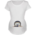 Soft Diver White Summer - X-Large Maternity Scuba T-Shirt Peeking Baby