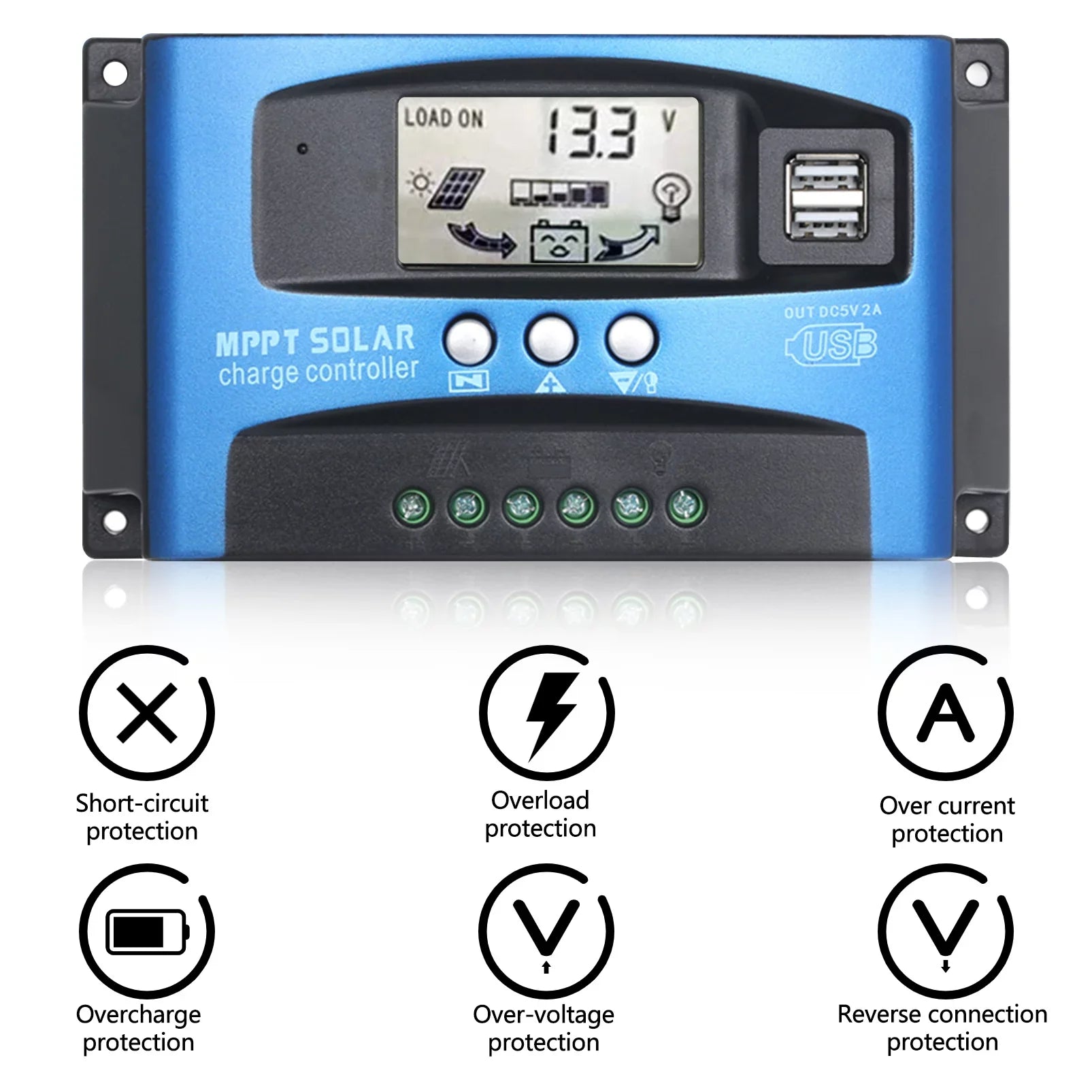 Parameter Adjustable LCD Solar Charge Controller Regulator Charge Dual Intelligent Panel USB Controller Solar Htovila 30A-100A Charge Display