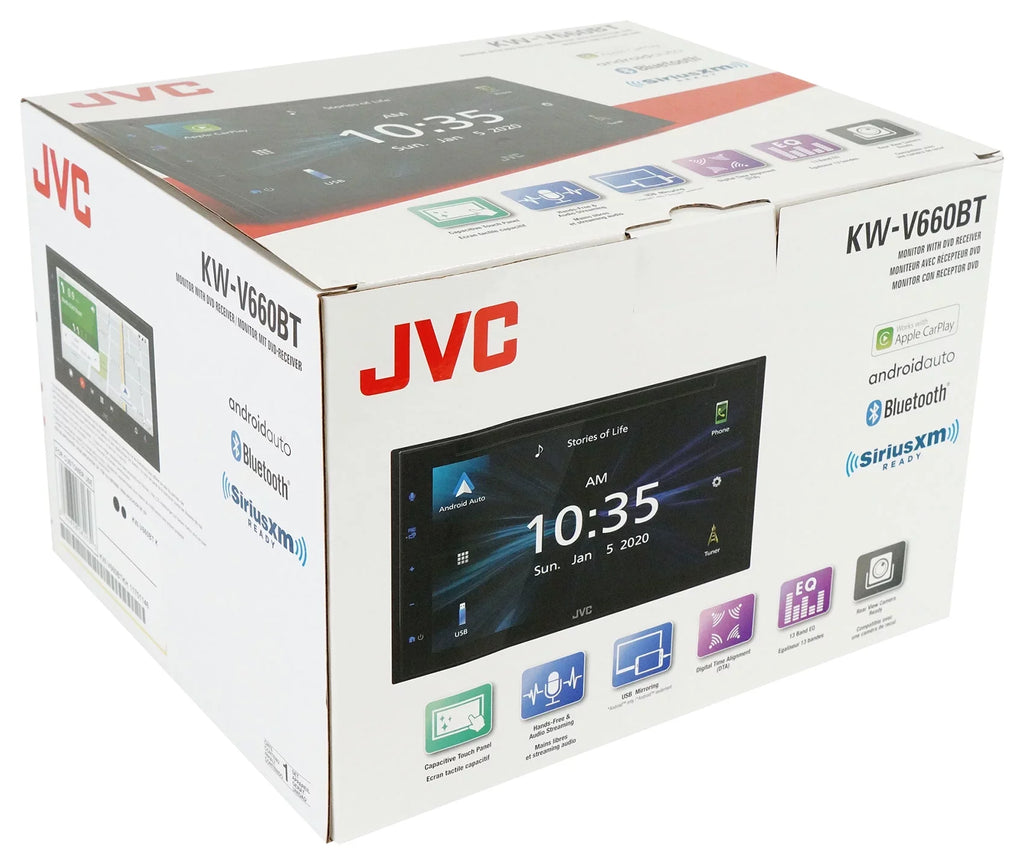 6.8" KW-V660BT Monitor JVC DVD Carplay/Bluetooth/Android Receiver+Backup Car Cam
