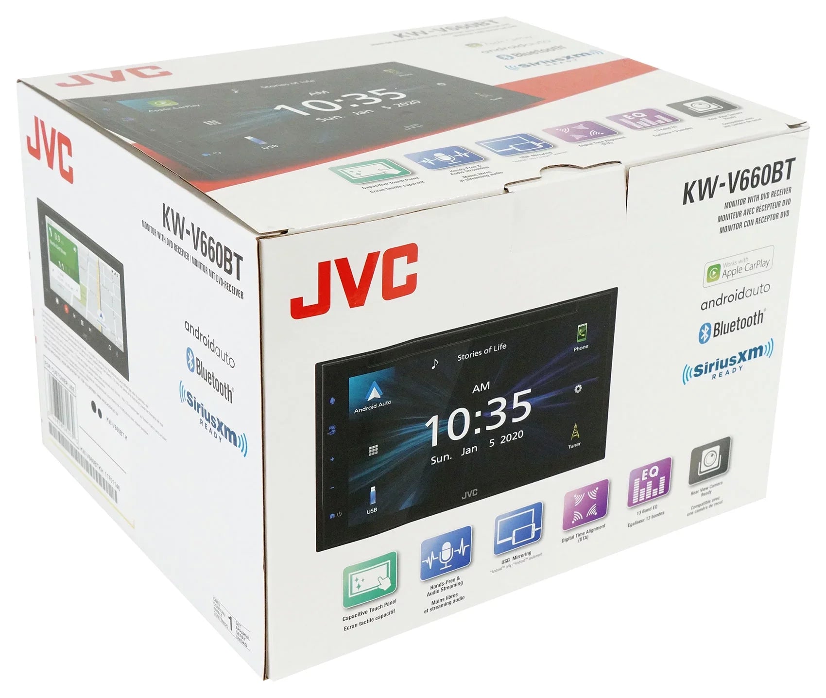 6.8" KW-V660BT Monitor JVC DVD Carplay/Bluetooth/Android Receiver+Backup Car Cam