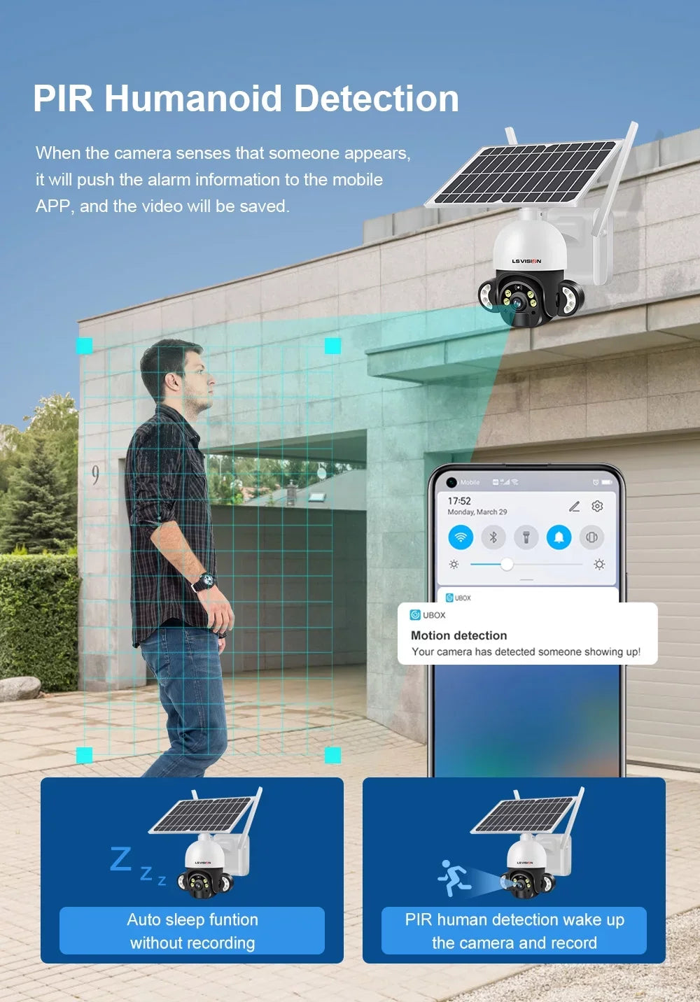 CCTV PTZ LS VISION Cameras WiFi Solar 4MP Outdoor System Security Wireless Waterproof