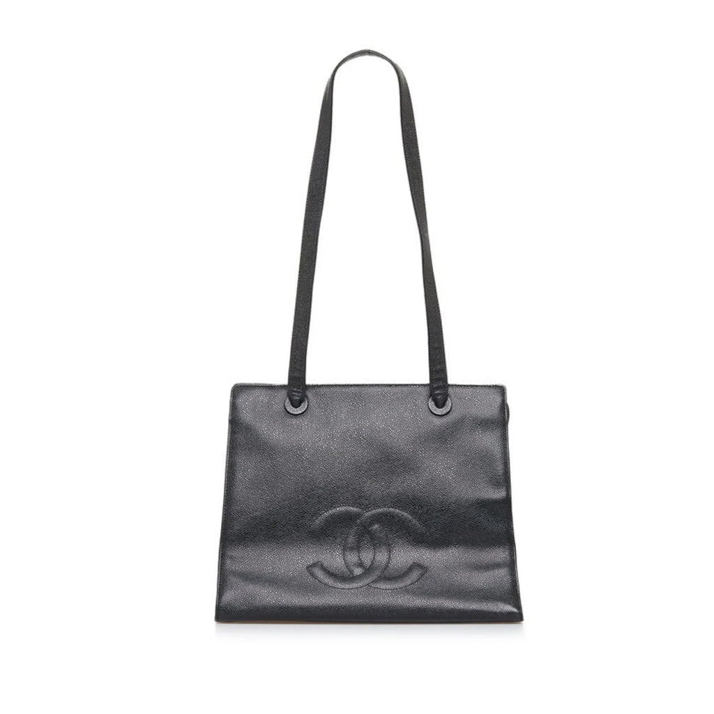 Bag Pre-Owned (Good) Skin Chanel Shoulder Women's Coco Mark Caviar Black Tote CHANEL