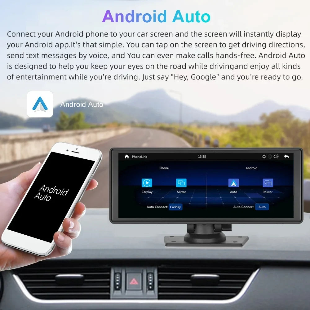 Auto Bluetooth Stereo,Newest Bluetooth/FM Portable Player with Car with Unit Camera Screen Carplay&Android Stereo FM Navigation 9.3 Inch Car Wireless Touch TF Transmitter,AUX, Synchronization/Rear