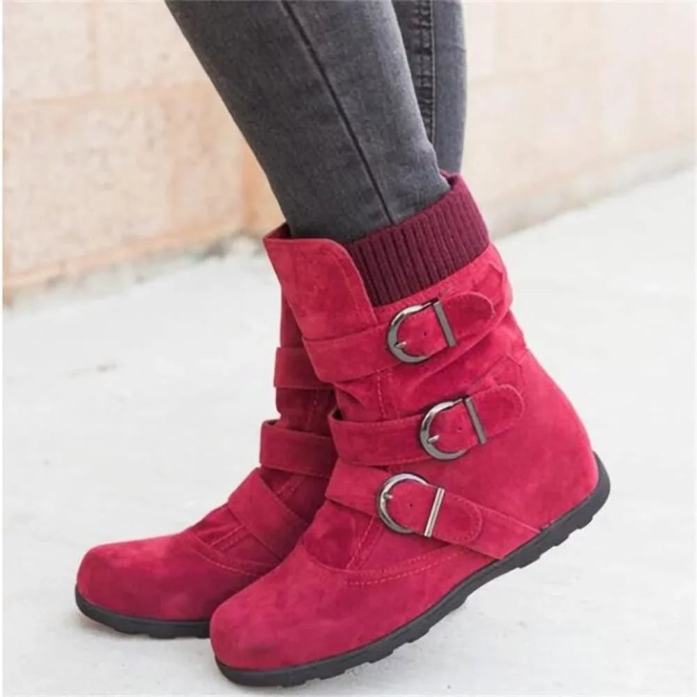 Plus Size Boots Ladies Warm Outdoor Plush Flat Boots Shoes Classic Women Booties Casual Autumn Winter Women Snow
