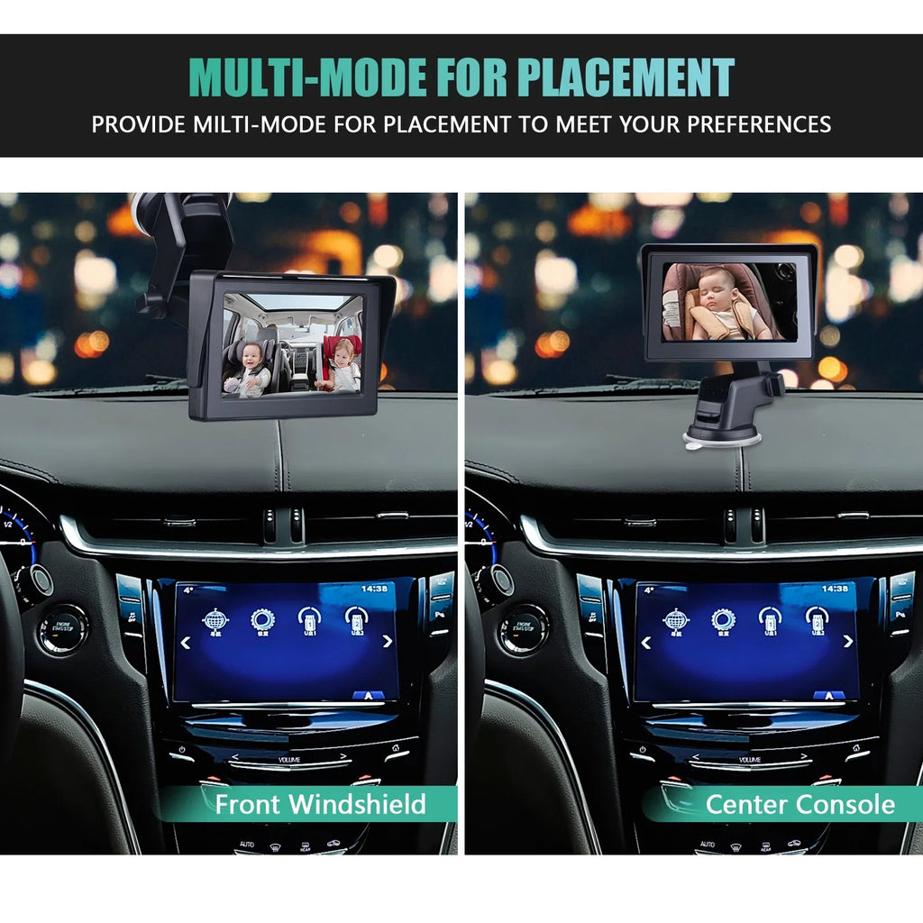 Safety Mirror Cameras Length Car Cable Monitored Mirrors 5M Adjustable with Inch Car Clear Mirror View Crystal Wide Car Seat Long 4.3 1080P Angle