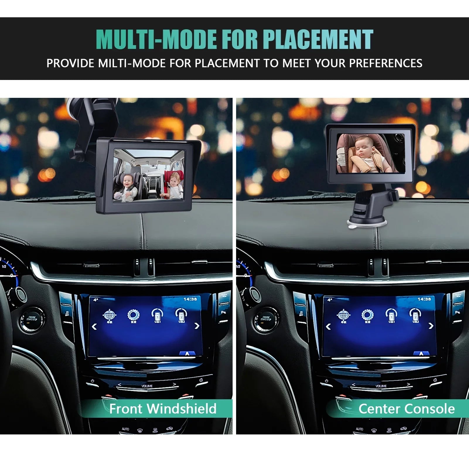 Safety Mirror Cameras Length Car Cable Monitored Mirrors 5M Adjustable with Inch Car Clear Mirror View Crystal Wide Car Seat Long 4.3 1080P Angle