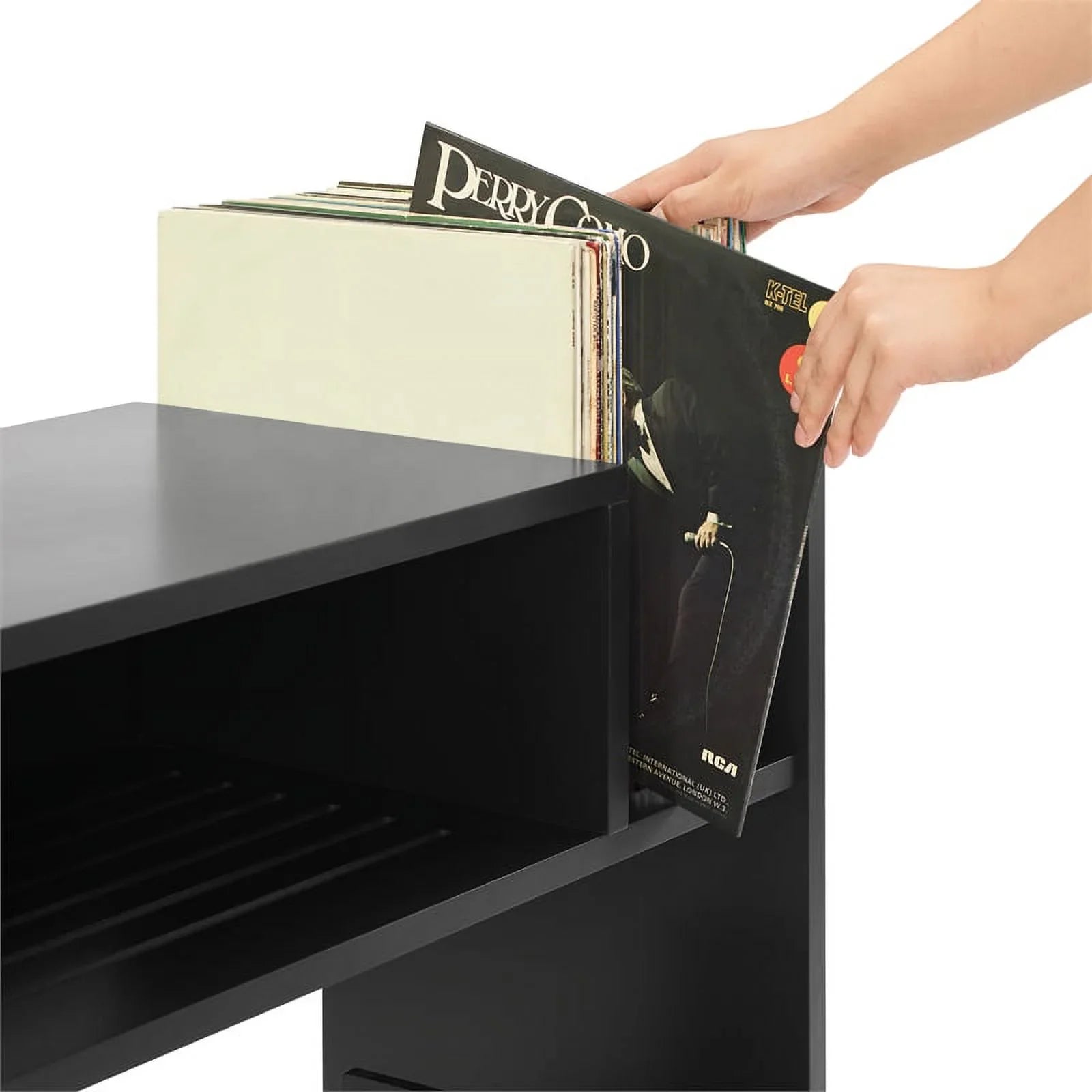 Tv Furniture Portland Console Record Stand Center, Entertainment Crosley and Media Vinyl Storage