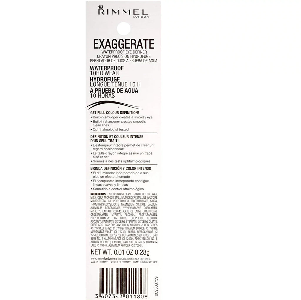(12) Ounces Waterproof Definer Black 0.009 Rimmel Eye of Exaggerate Pack