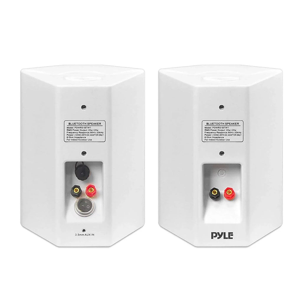System Bluetooth Mount & Pyle White Speakers, Waterproof 5.25'' - Wall Speaker Indoor/Outdoor