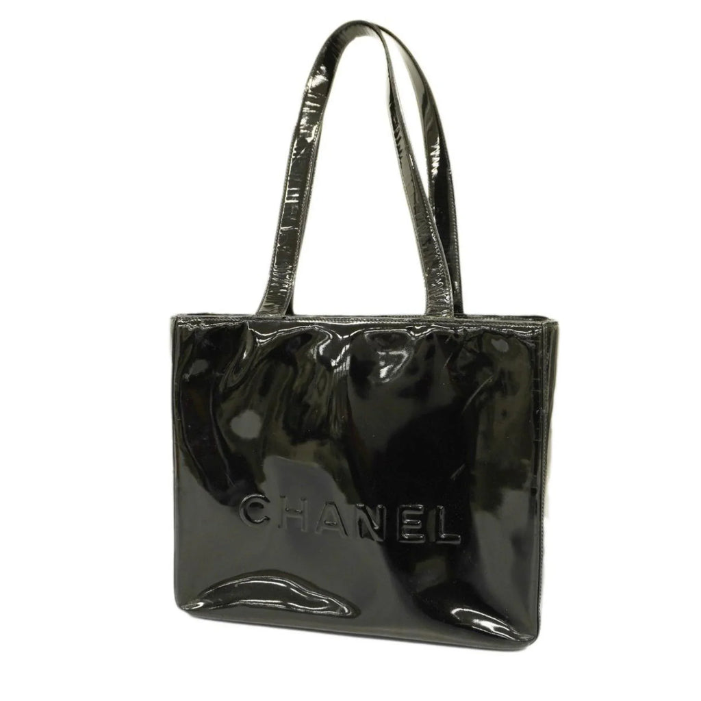 Champagne (Good) Patent Women's Pre-Owned Bag Chanel Black Tote Leather