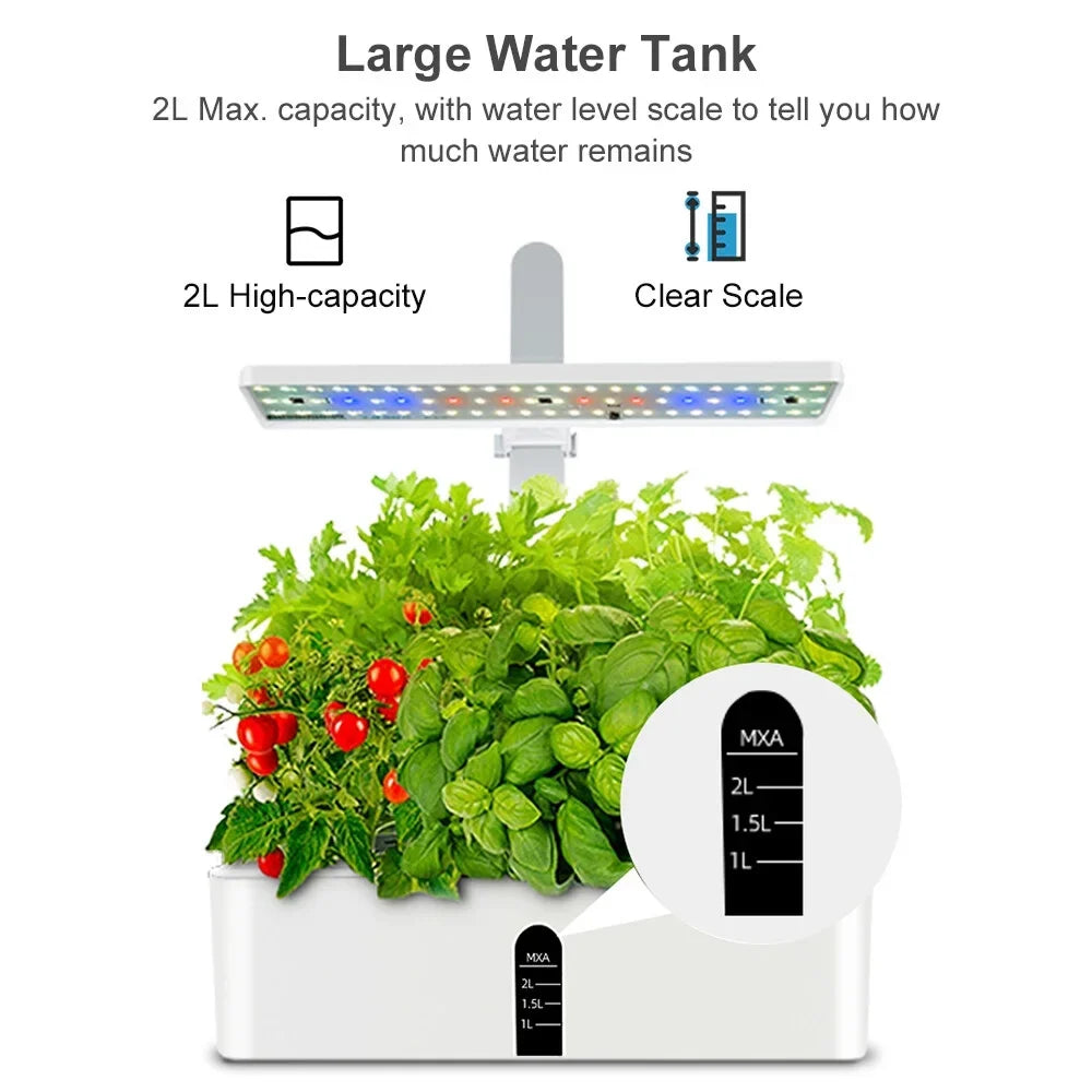 System for Kit Lights Adjustable Growing Smart Hydroponics LED Office 15W Timing Pods Kitchen Height Smart Pump 2L Water with Water Home Tank Leyfeng Automatic 9 Grow Herb Garden Indoor