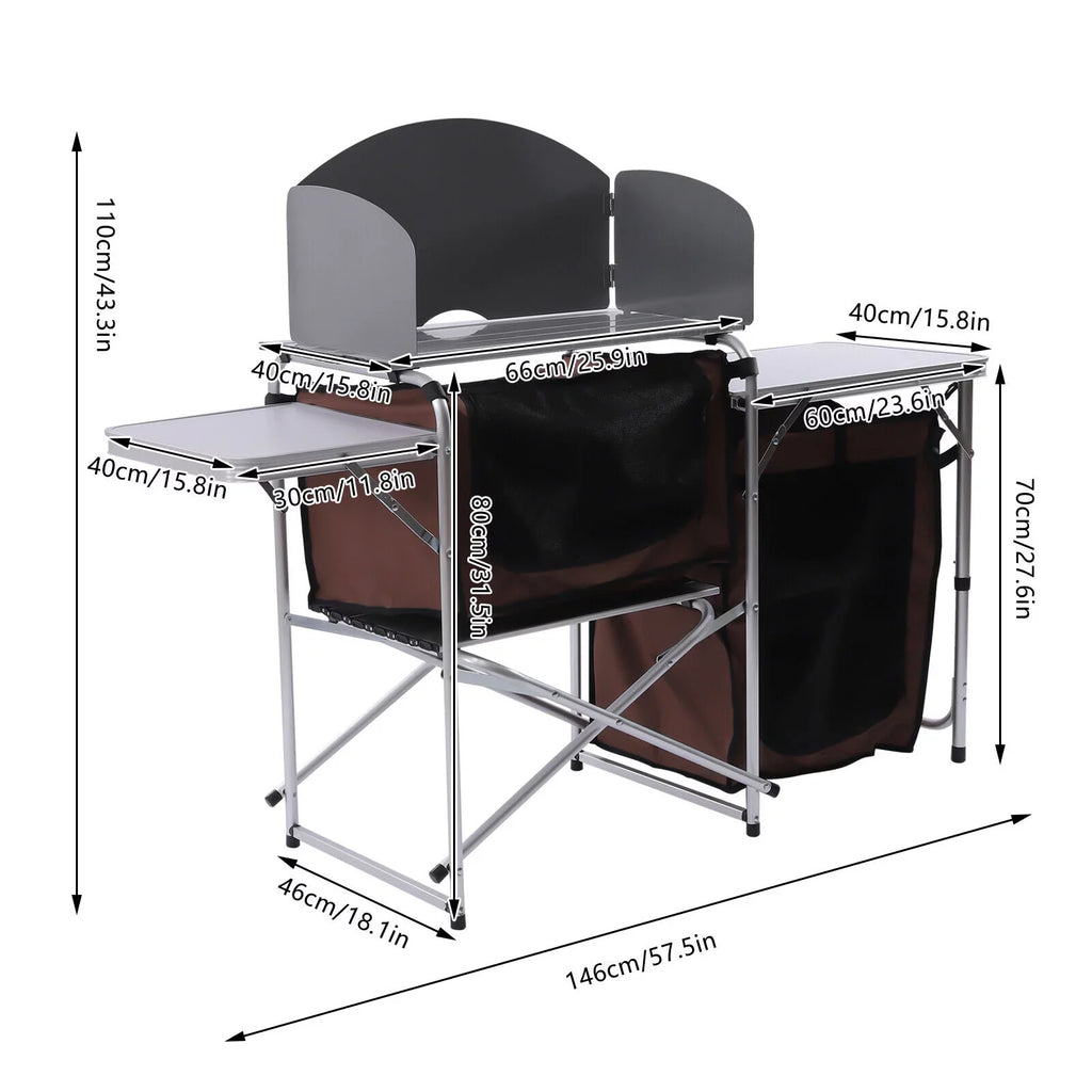 Kitchen Folding Tabletop Foldable Camping W/ Grill Portable FETCOI Table Station