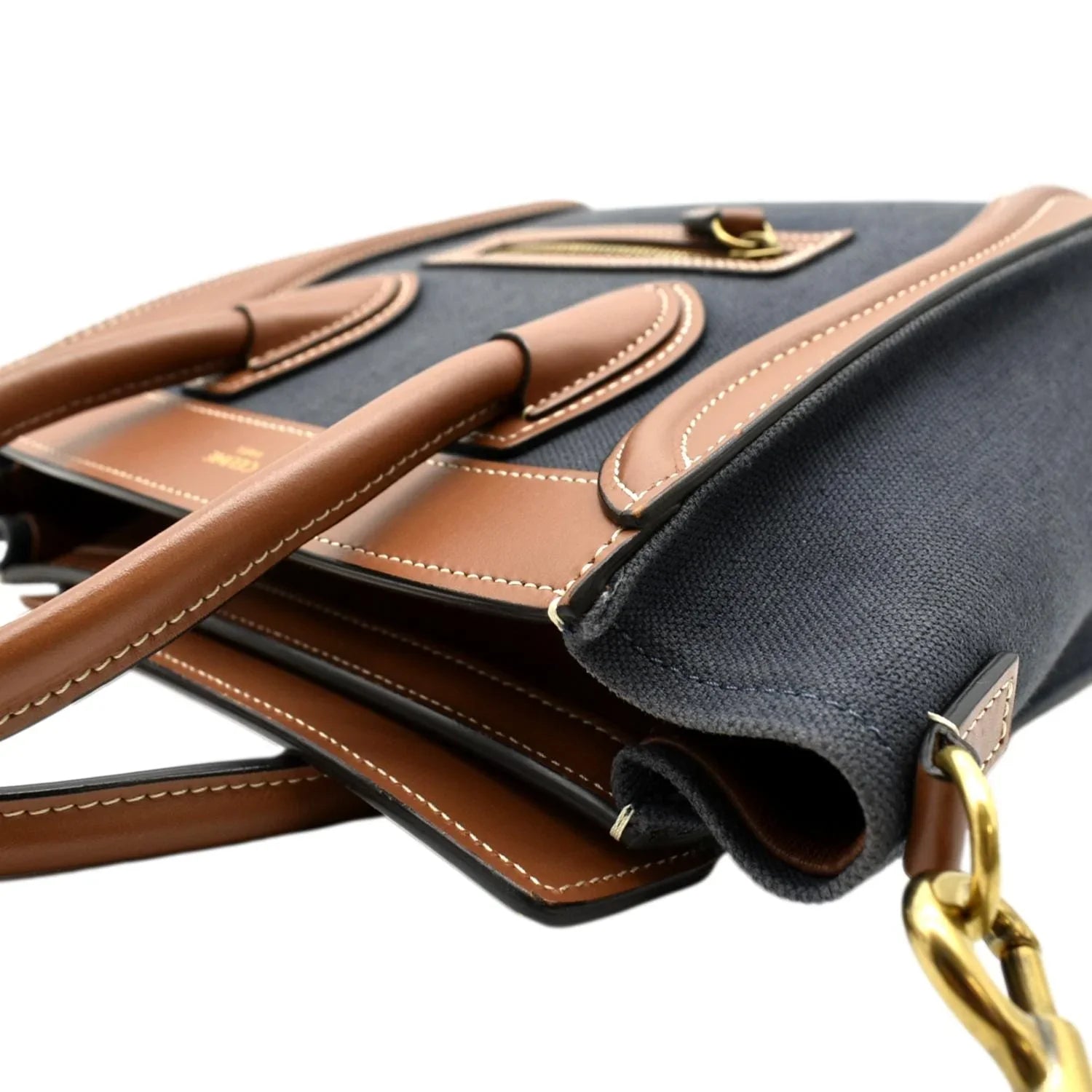Tote Bag Leather Luggage Pre-owned Denim Bicolor Crossbody CELINE