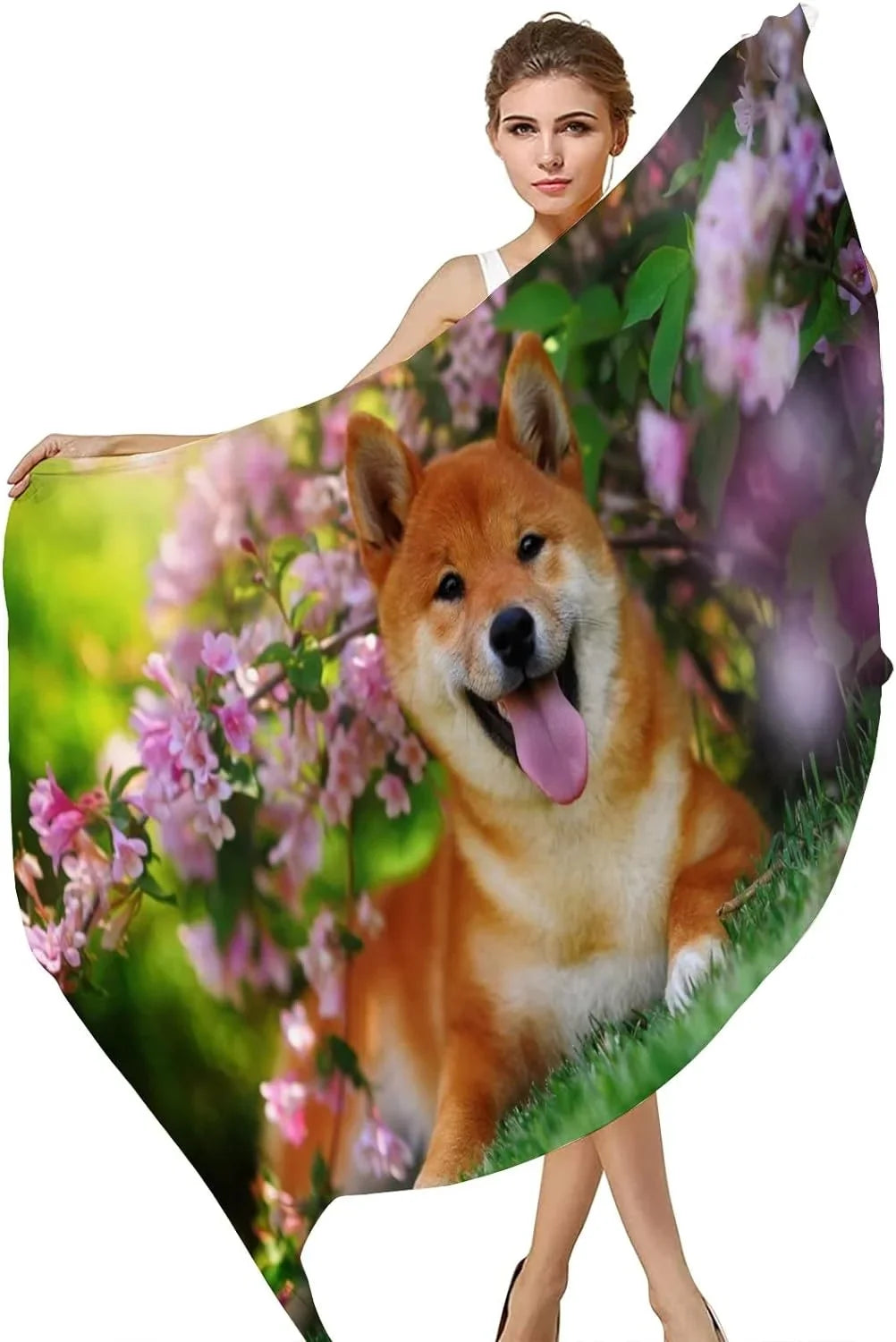 Hyjoy Scarves Dog Lying Long Neck In for Lightweight Flowers Women Scarf Girls Wrap Silk Shawl