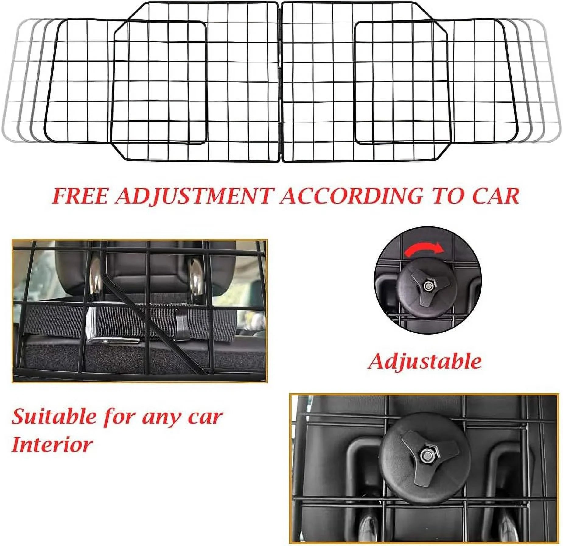 in Adjustable Duty for Cars SUV, Fence Dog Black—Safety Wire Pet Mesh Travel Vehicles, Seat Car Dividers Cars with Barriers—Heavy Front Barrier