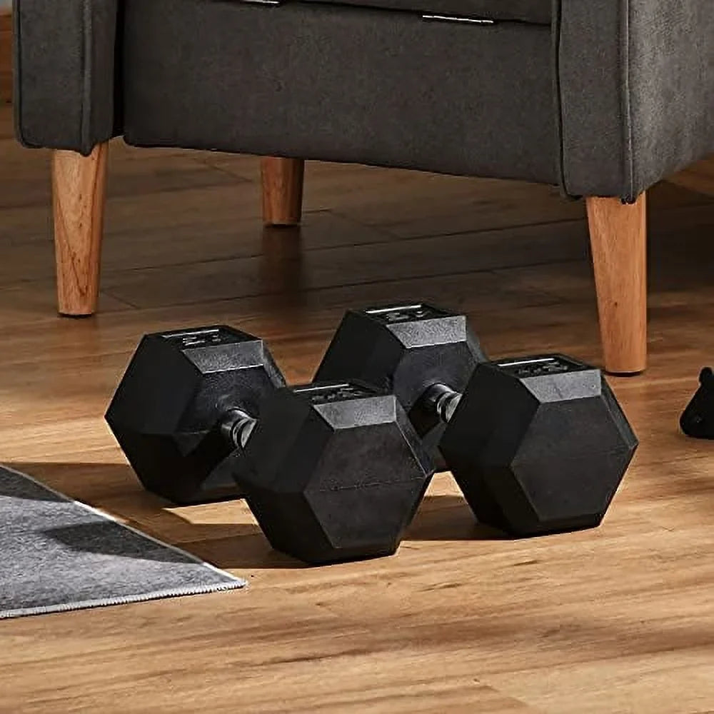 Home 45lbs Dumbbells Anti-roll, Non-Slip Weights Men 2 Rubber Set, Workout, Hand x for or with Handles, Soozier Women Hex Gym
