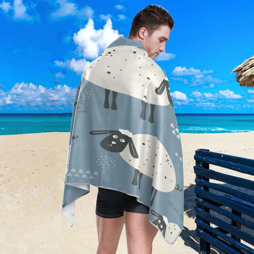 Bath Yoga Towel Microfiber Thin Pool Shower Swim Free 31”X71” Towel Cute Black Beach Towel Face Sand Blanket, Towel, Sheep Bestwell Oversized Quick Dry Multipurpose Lightweight