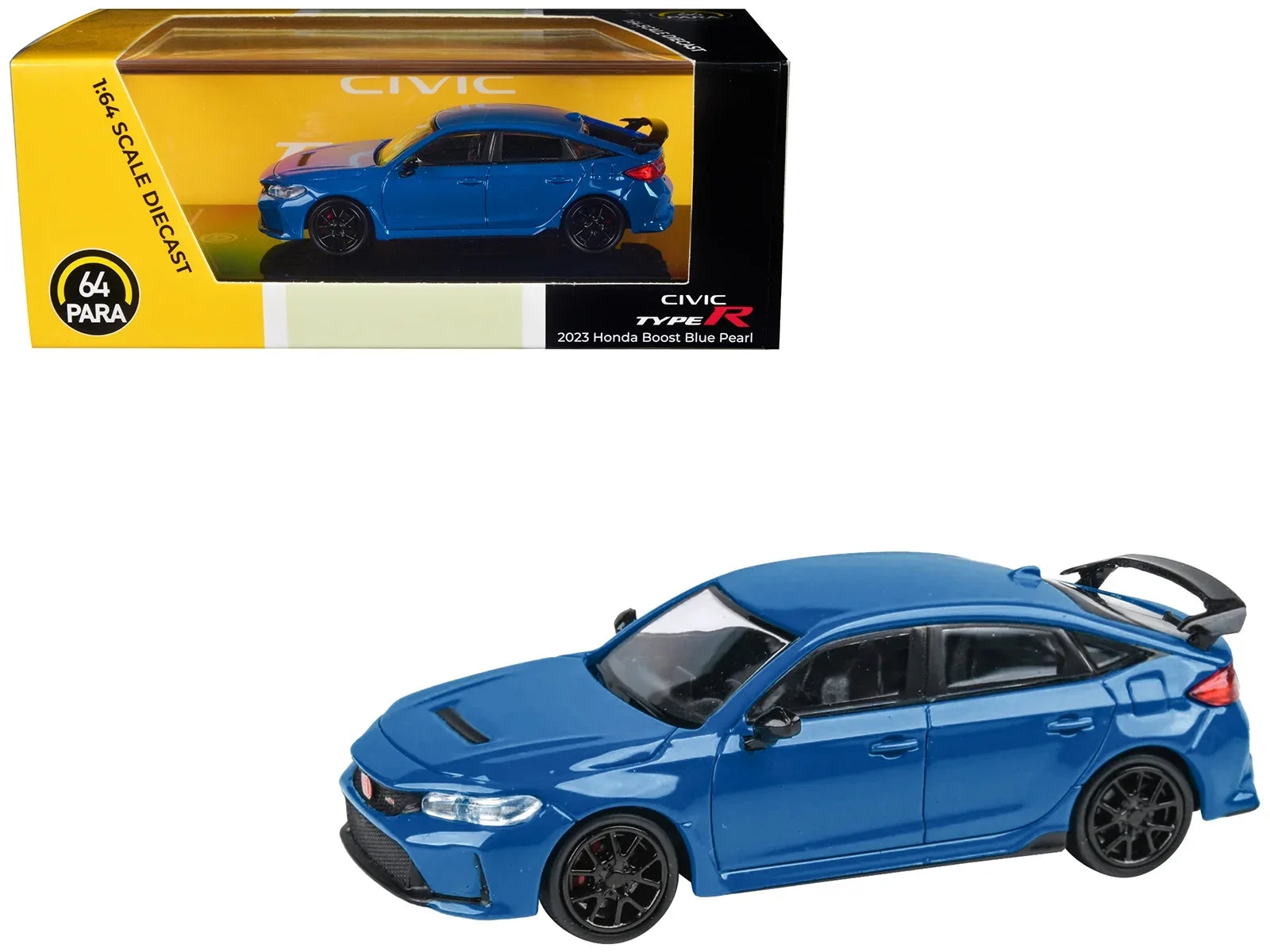 Blue Diecast Honda Models Civic Diecast Boost Car by R 1/64 2023 Model FL5 Type Paragon Pearl