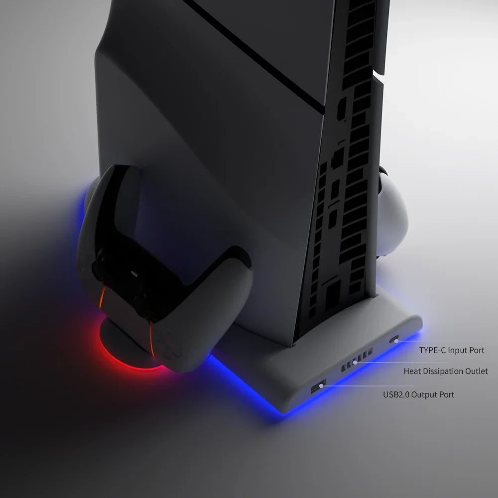 with Cooling For Cooling Accessories Slim, Charger For Controller Light PS5 Console Controller Base Stand Dual PS5 RGB Charging Fast Station