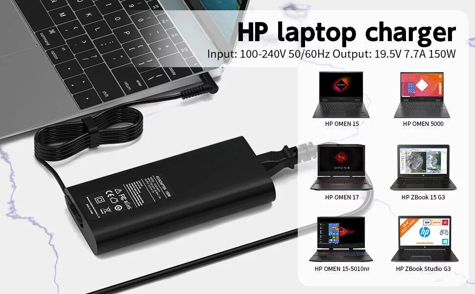 Power 4.5*3mm Adapter Charger AC Supply 150W G5 G6 15 Zbook Laptop G4 HP G3 for JLLOM