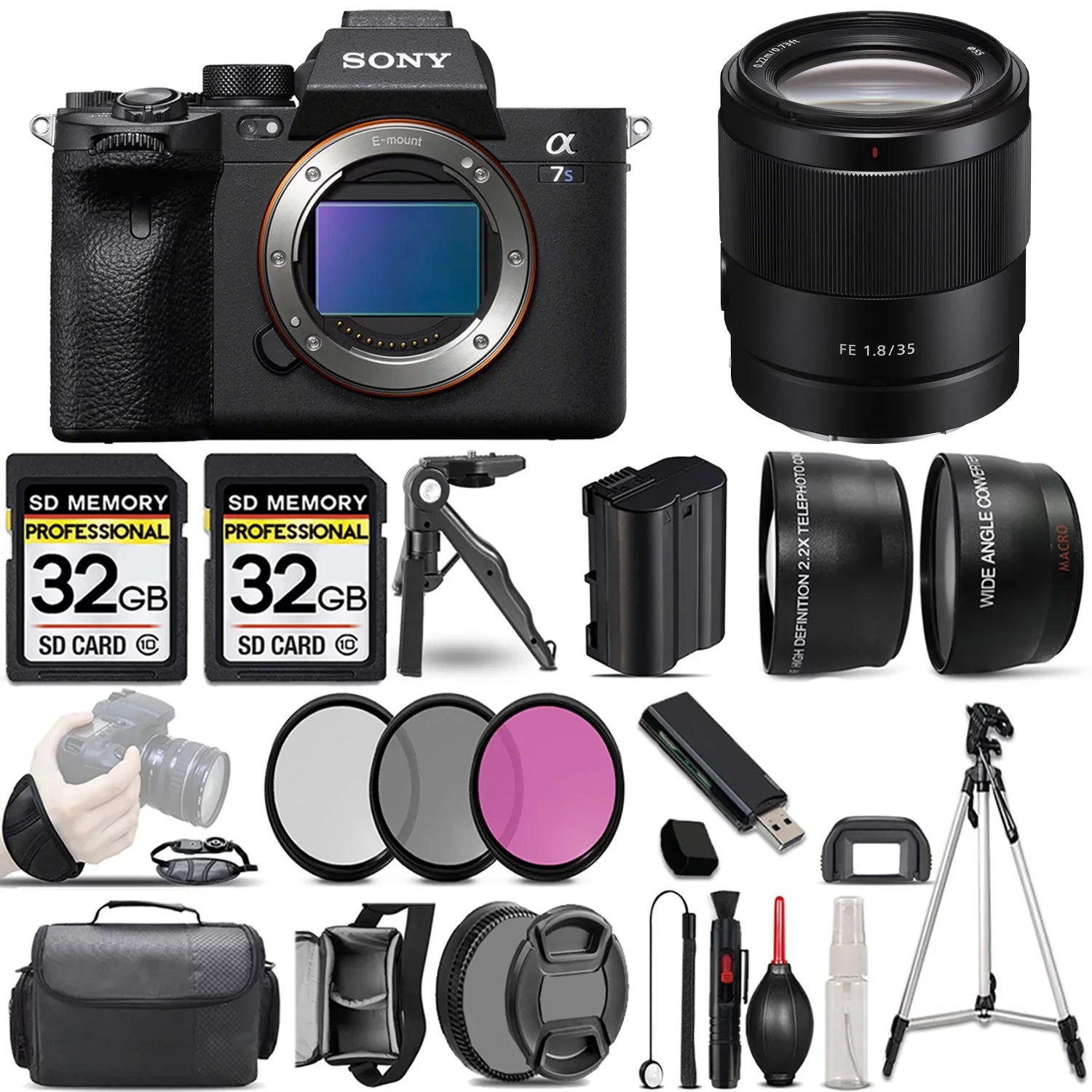 '+64GB Camera+35mm Filter Mirrorless Lens Sony +3 PC III a7S