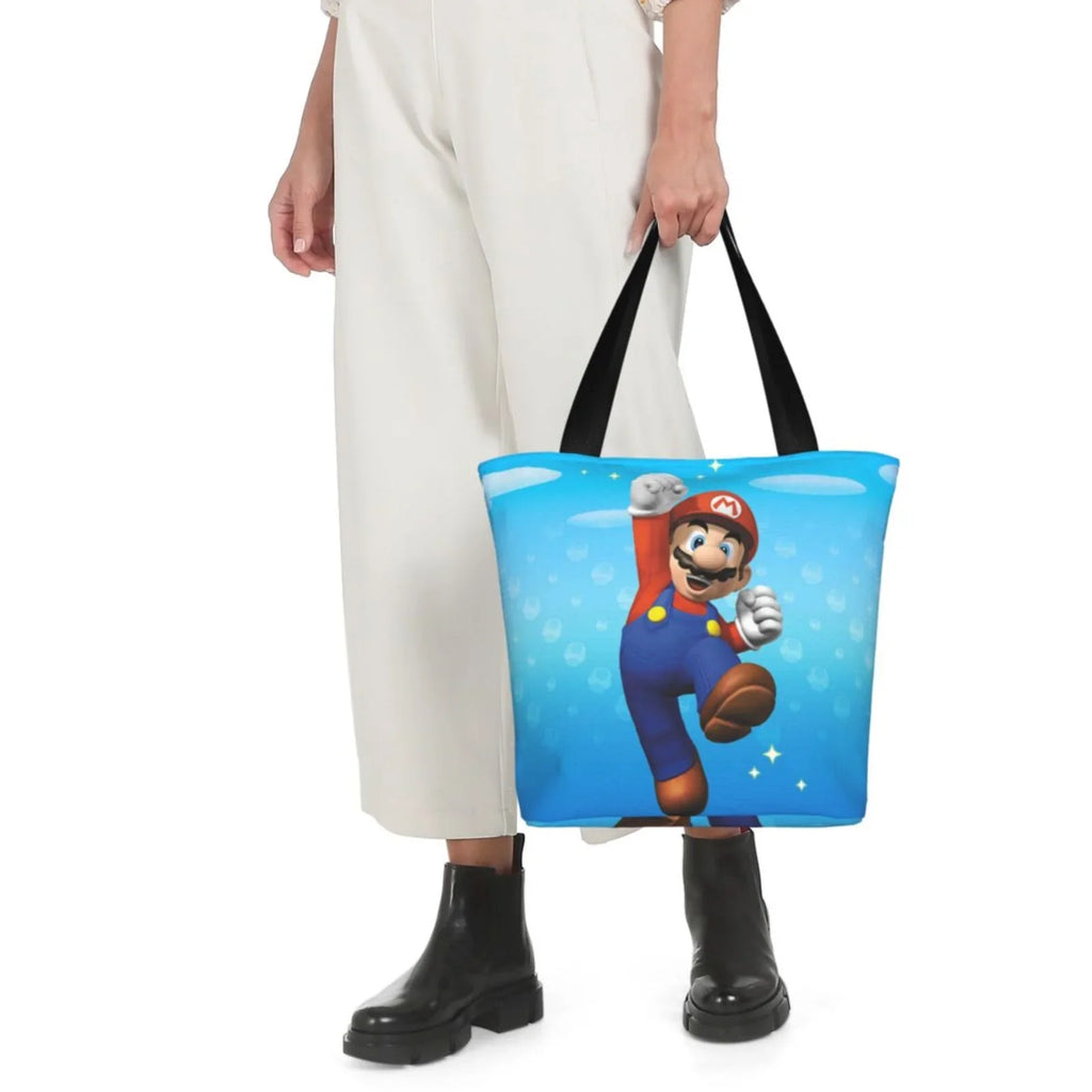 Funny Women's Business Capacity Bag Super Shopping Mario Shoulder Work Tote Handbag Large School Beach Travel For