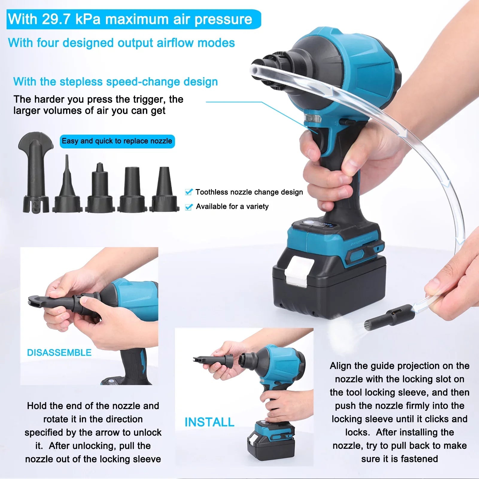 Inflator Dust Machine moobody Narrow-space Effective Rechargeable Cordless for Air Cleaning. - Dust and Blowing Electric