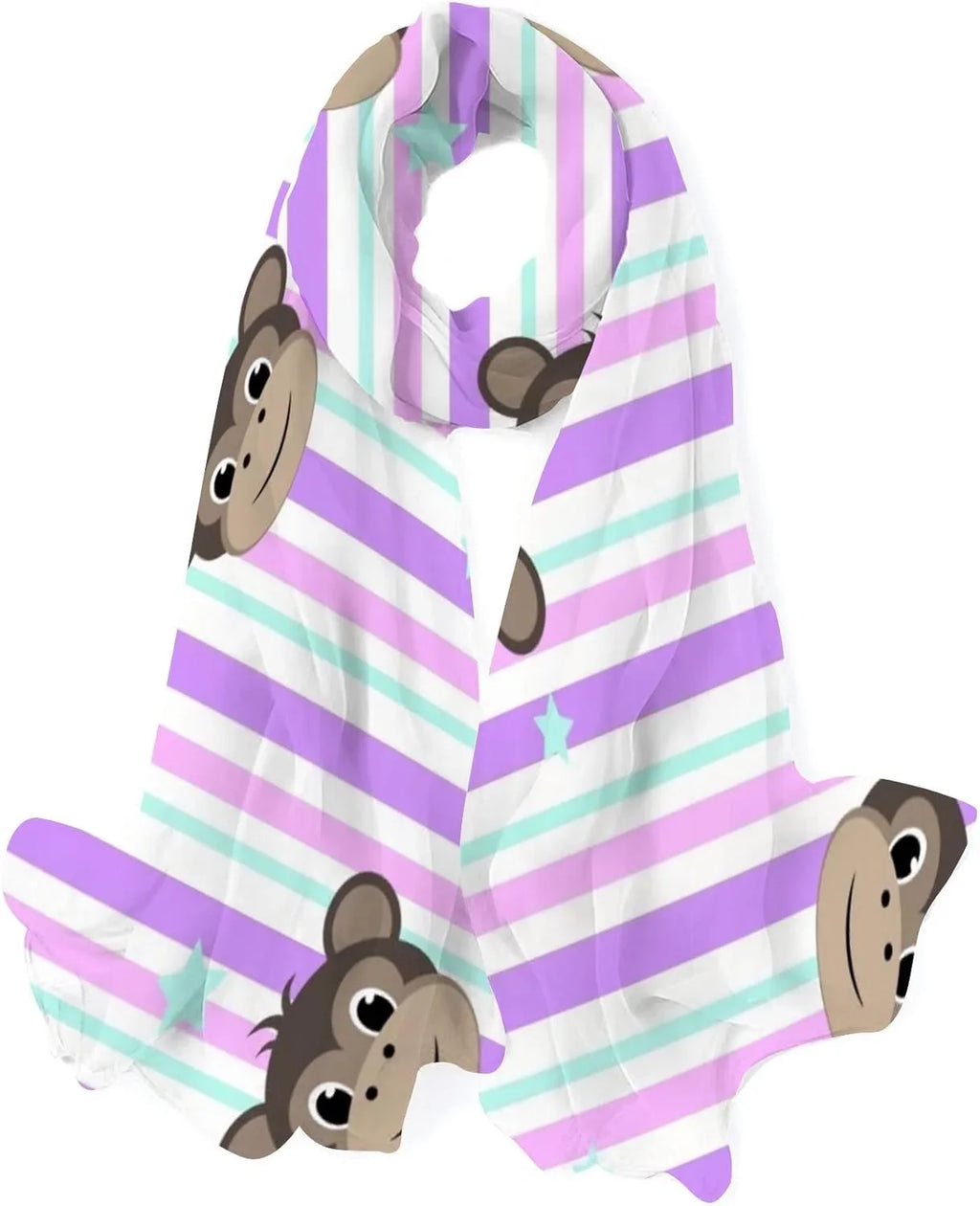 Neck Stripe Women Hyjoy Wrap Girls Faces Scarf On Long Lightweight Shawl Silk for Scarves Monkey