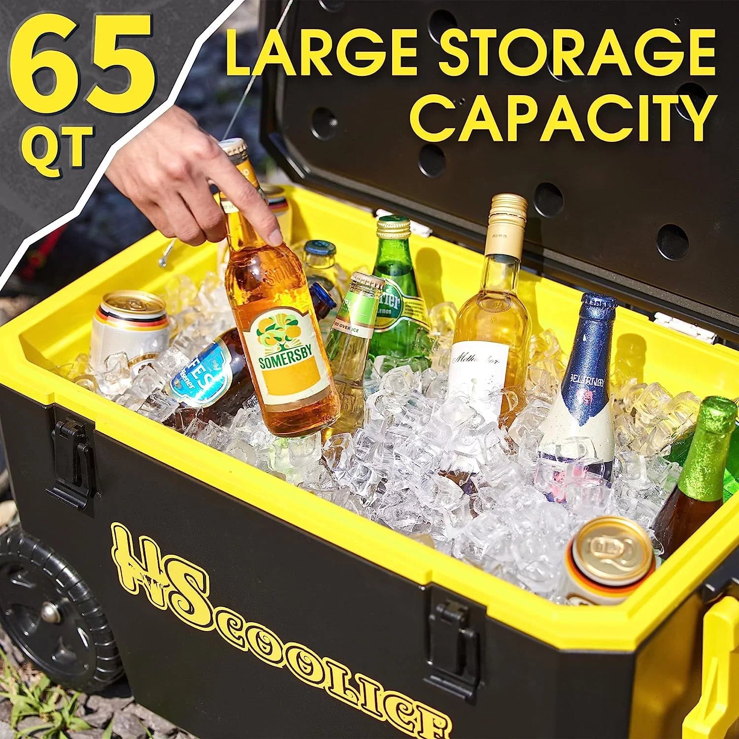QT Family Black & Picnic, 65 Cooler Portable Ideal Hard Cooler Ice Outdoor Table, Barbecue, Wheels, Chest Red with Gathering Camping, with for - Foosball