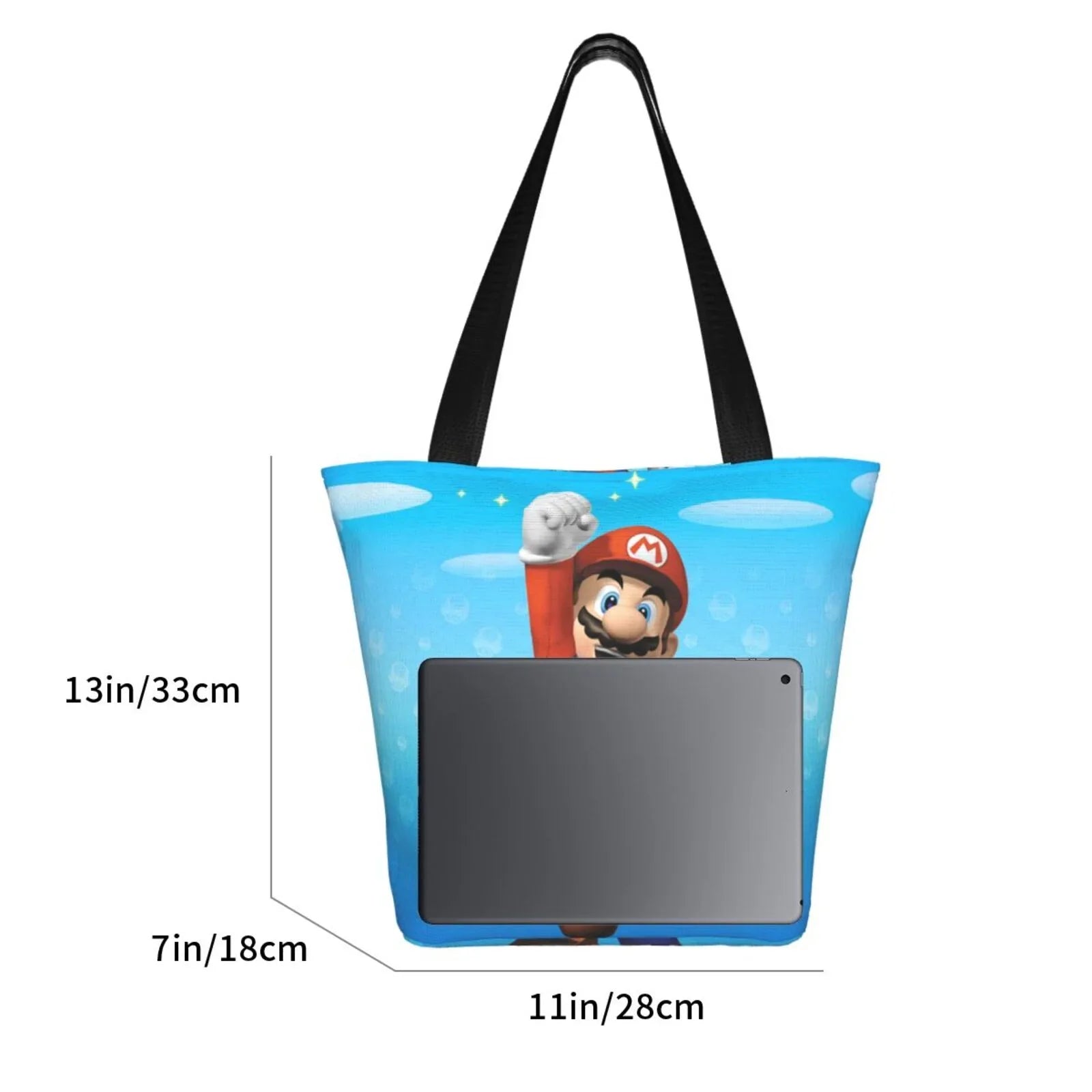 Funny Women's Business Capacity Bag Super Shopping Mario Shoulder Work Tote Handbag Large School Beach Travel For