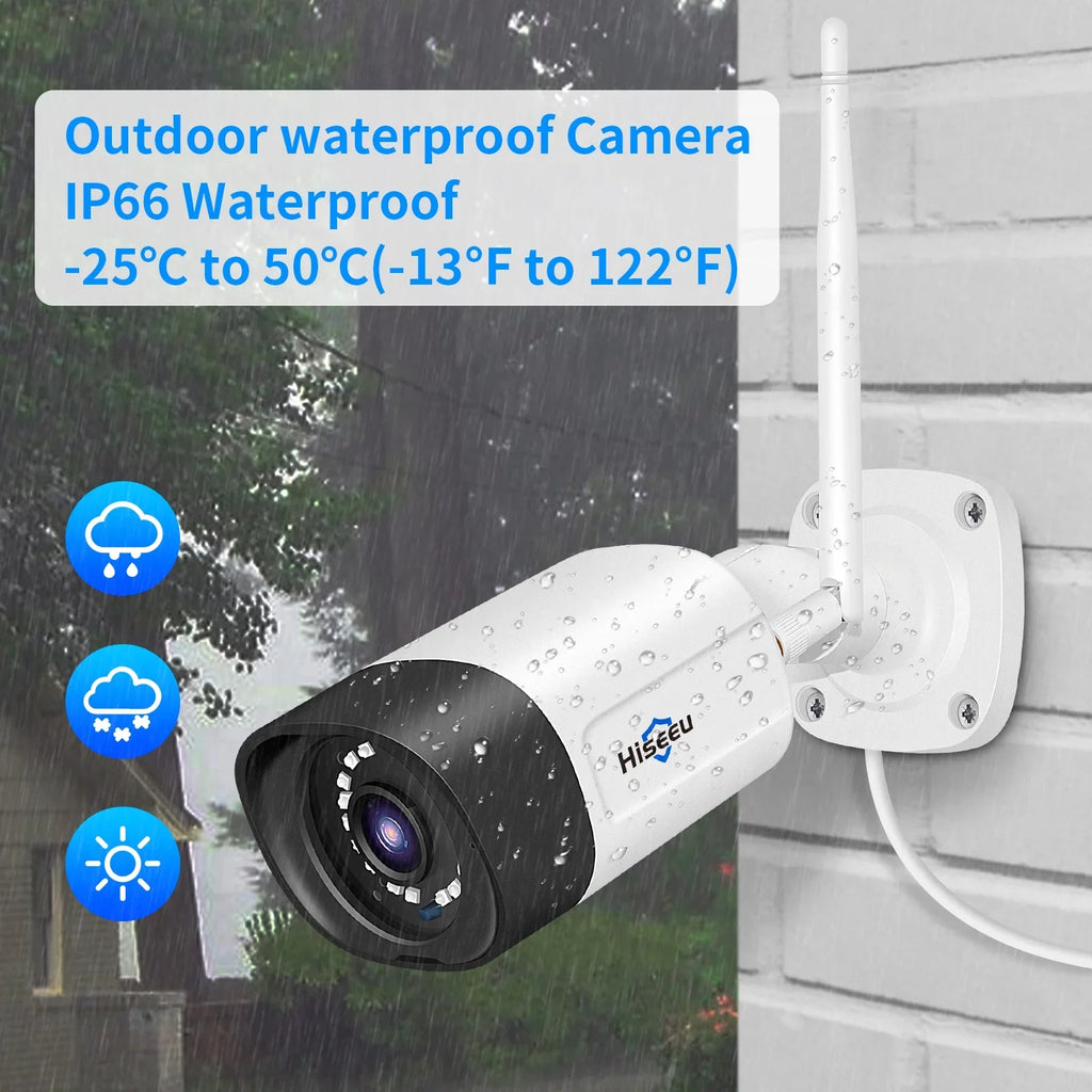 Hard 3MP Audio,IP66 Vision,Motion Waterproof,64ft Hiseeu Wireless System 8Pcs Cameras WiFi Wireless 3TB Security Security Home System Night IR WiFi 2-Way Drive, Security Detect Camera with with