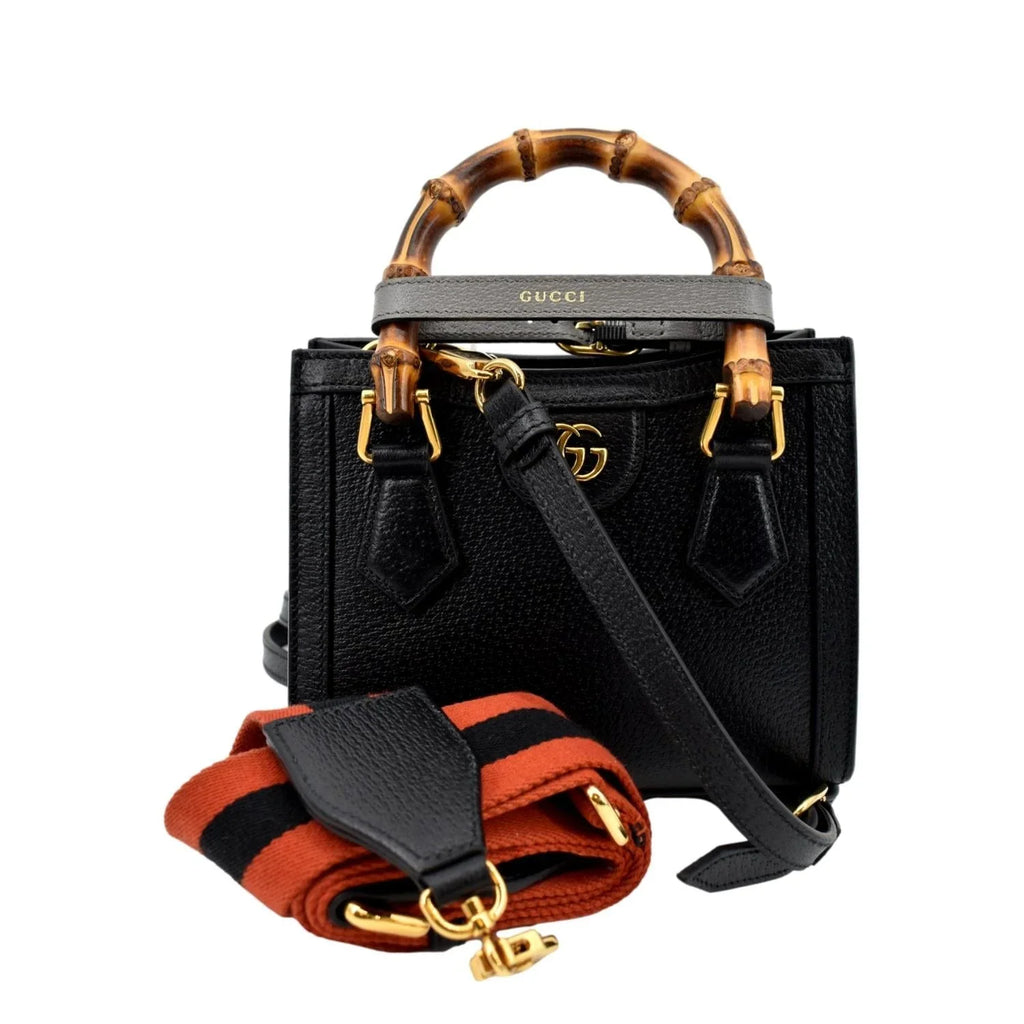 Bamboo Pre-owned GUCCI Bag 702732 Black Mini Leather Tote Diana