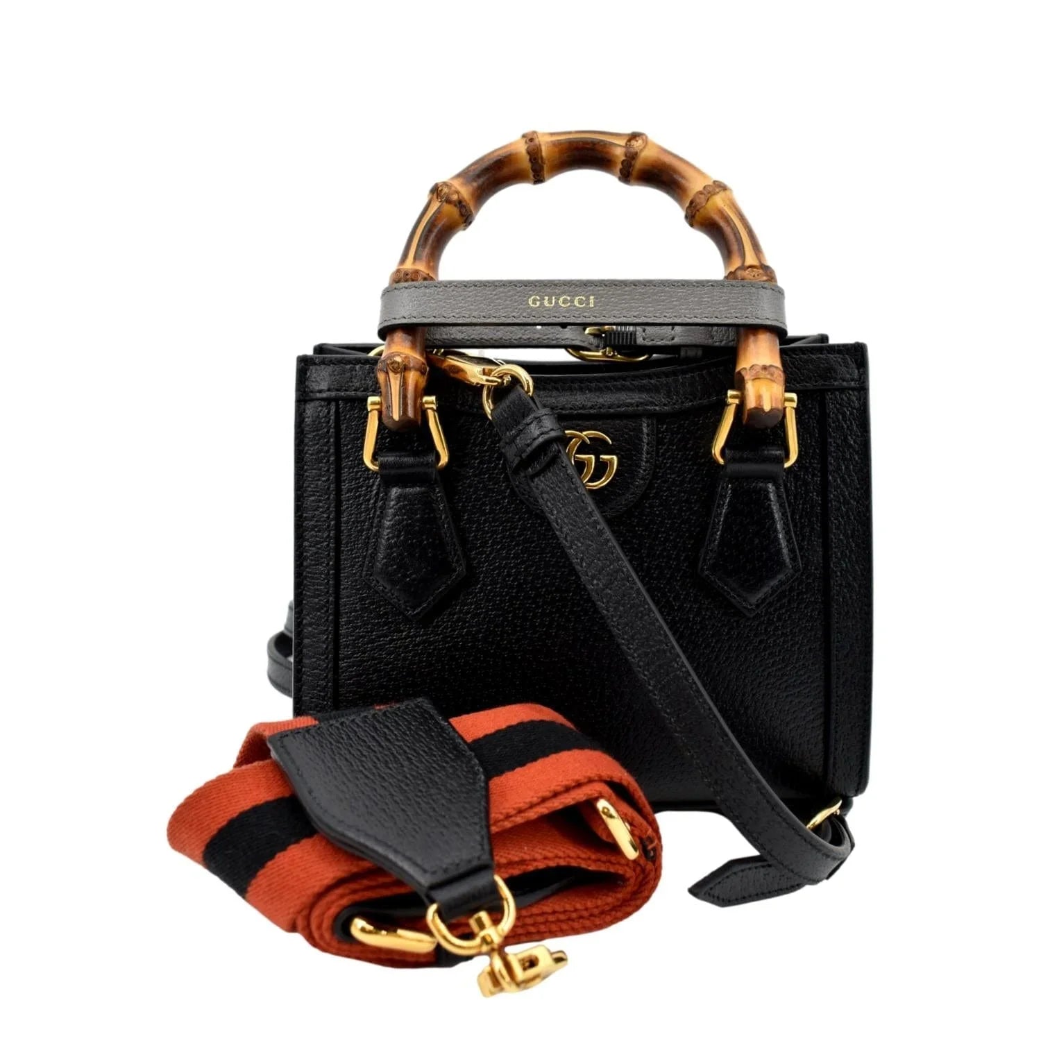 Bamboo Pre-owned GUCCI Bag 702732 Black Mini Leather Tote Diana