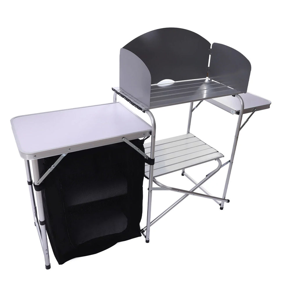 DENEST Windscreen Kitchen Folding Table Detachable Outdoor Camping Table Cooking with