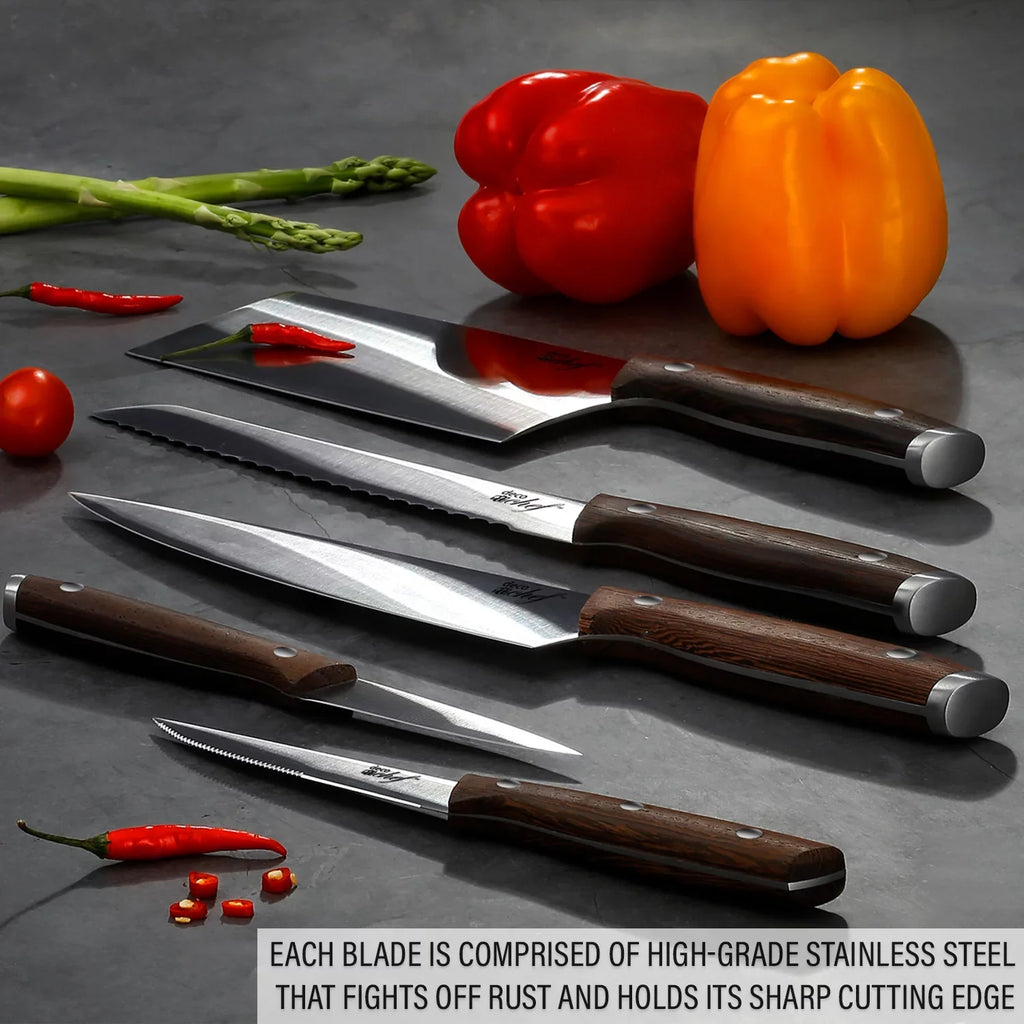 Handles Piece Chef Knife Shears Kitchen Deco Kitchen Wood More Chef Cleaver Set 16 and Knife