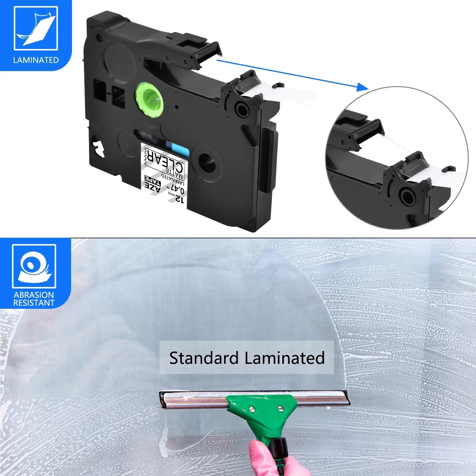 Matte for on TZ-M31 Clear Tape TZeM31 30PK Black GREENCYCLE Label Laminated TZe-M31 P-touch TZM31 Compatible 12mm 0.47" Brother