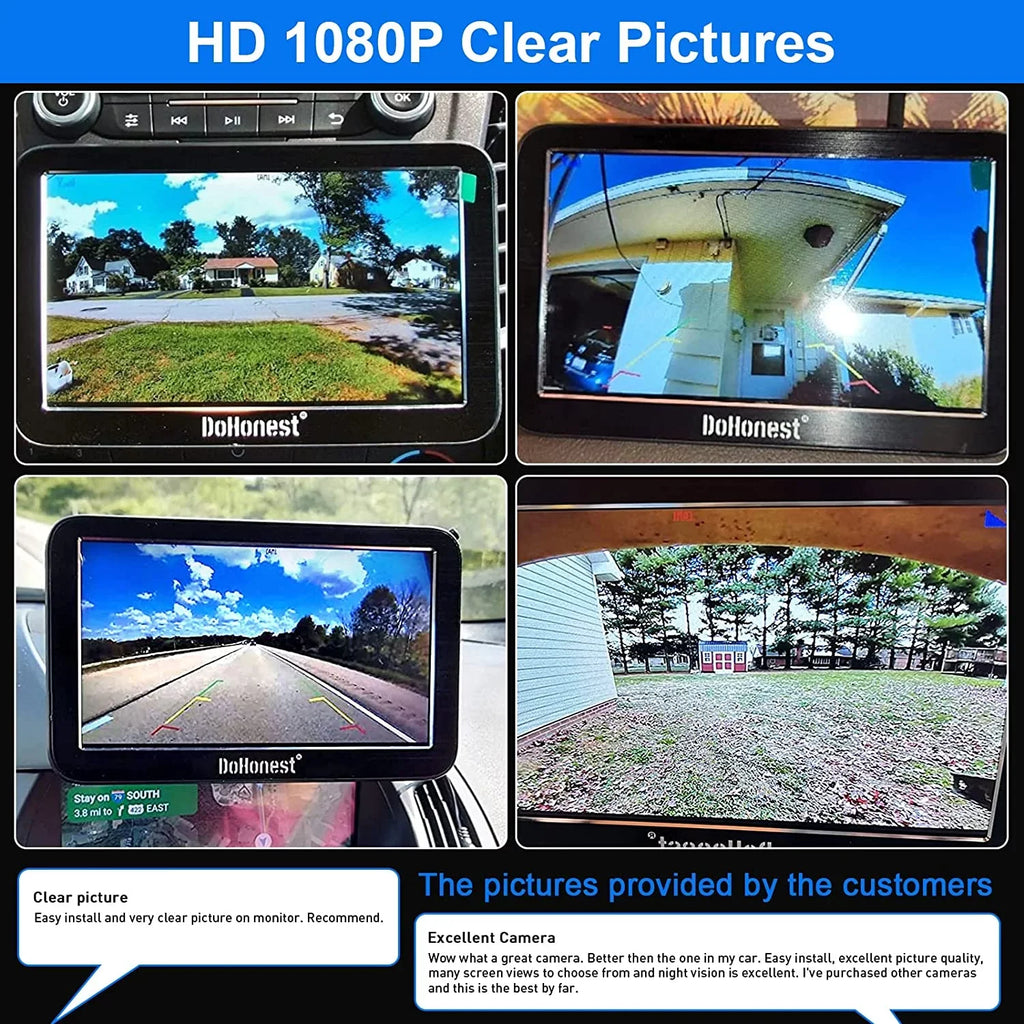 Camera Cam HD Reverse DoHonest 2 Play Backup Signal vision Monitor 1080P Car Auto-Switching Van Install 7-Inch: for Stable Plug Bluetooth Kit Channel Pickup Easy to Truck V Wireless and Night Camper