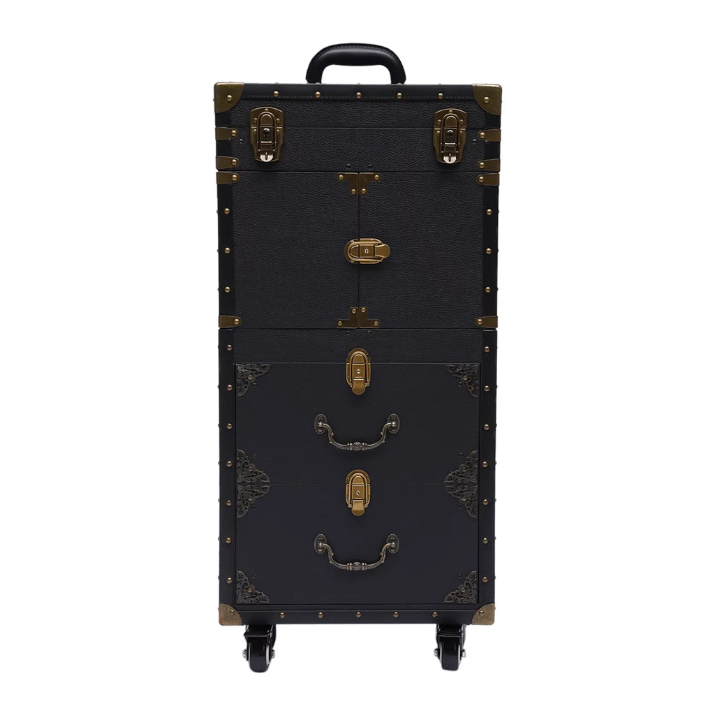 with Miumaeov Organizer Train Box Case, Tool Rolling Makeup Holder Dryer Lockable Stylist Travel Trolley Luggage, Beauty Cosmetic Salon Hair Hairdressing