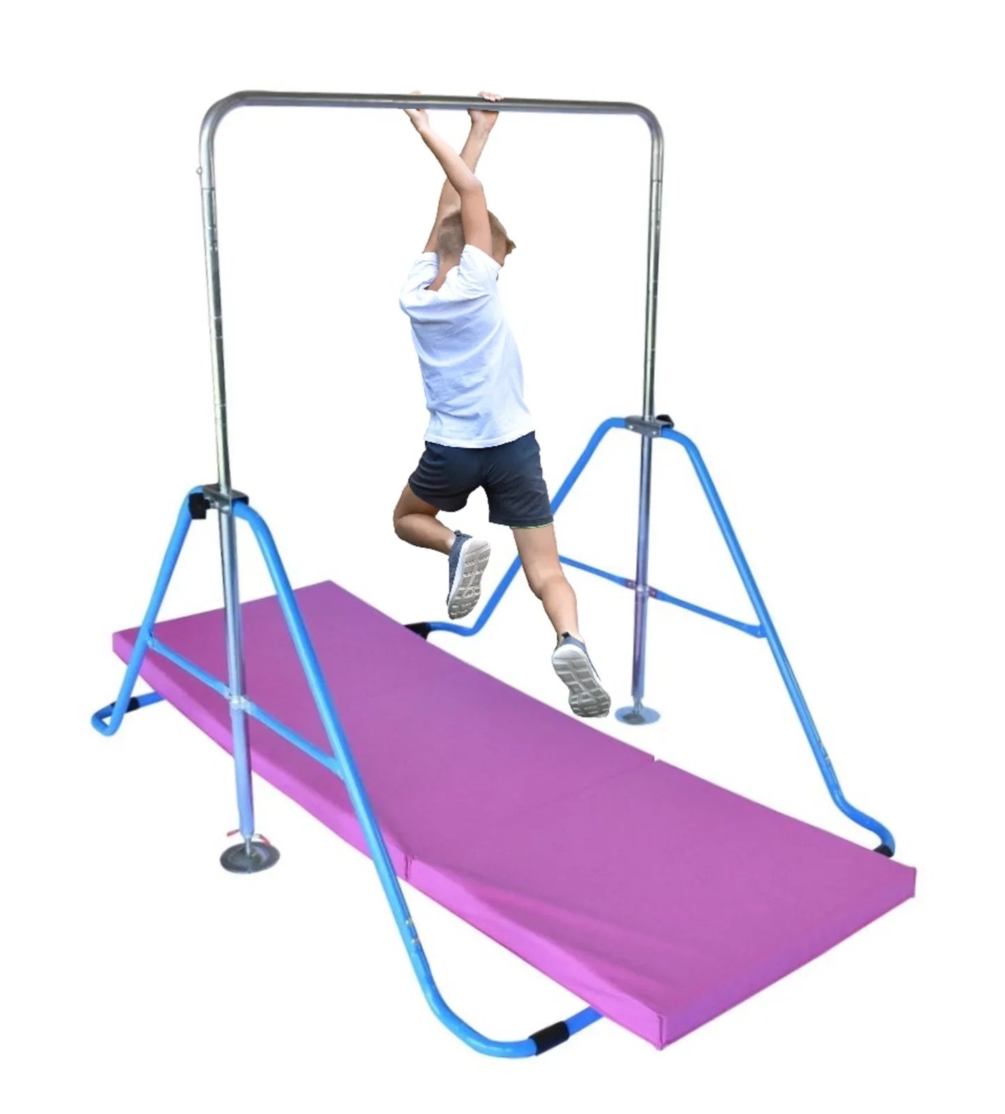 Mat Training Horizontal Kip with Gymnastics Blue Climbing Kip Fitness Expandable Bar Bar Bar Tower Kids Height Folding Monkey Bars for Gymnastic Adjustable