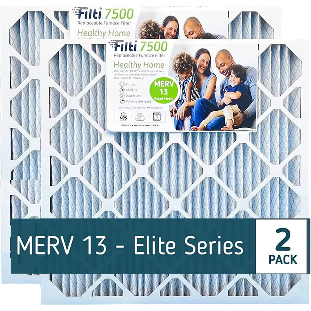 (2 Furnace MERV 13 Air Pleated HVAC Filter 20x25x5 7500 Home Pack) Filti