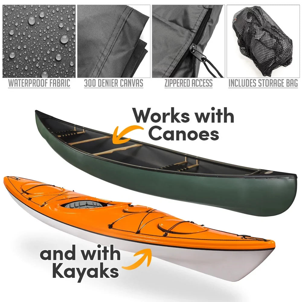 & Canoe Travel Sun Waterproof, - Kayak Storage Heavy-Duty Protection- 10ft- Cover- Grey and Dust Boat NEH